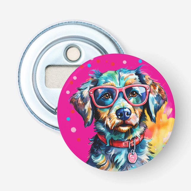 Dog with Glasses Bottle Opener (Front)