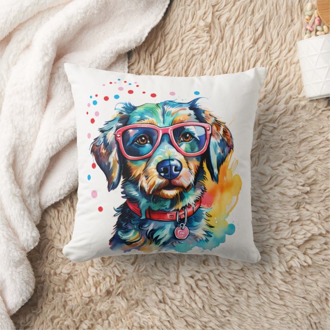 Dog with Glasses Cushion (Blanket)
