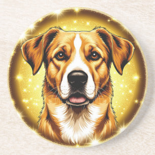 Dog with Golden Background Coaster