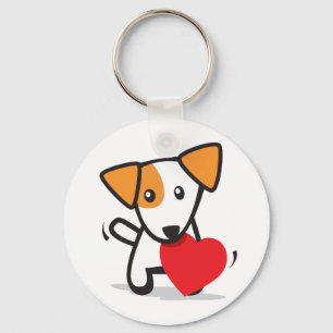 dog with heart key ring