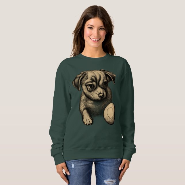 Dog with its ball Cute Animal Lover design Sweatshirt (Front Full)