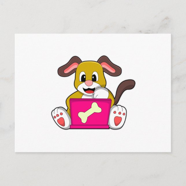 Dog with Laptop Postcard (Front)