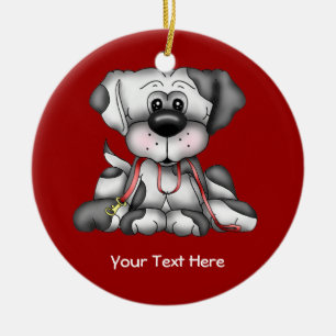 Dog With Leash (Customisable) Ceramic Tree Decoration