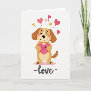 Dog With Love Heart Balloon Card