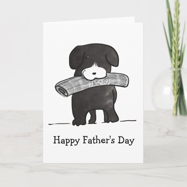 Dog with newspaper fathers day card (Front)