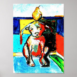 dog with pear poster