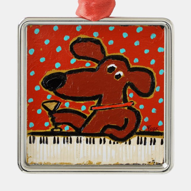 dog with piano and martini ornament (Front)
