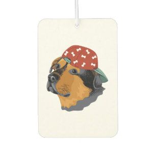 Dog with red cap car air freshener