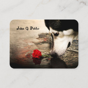 Dog with Red Rose Business Card