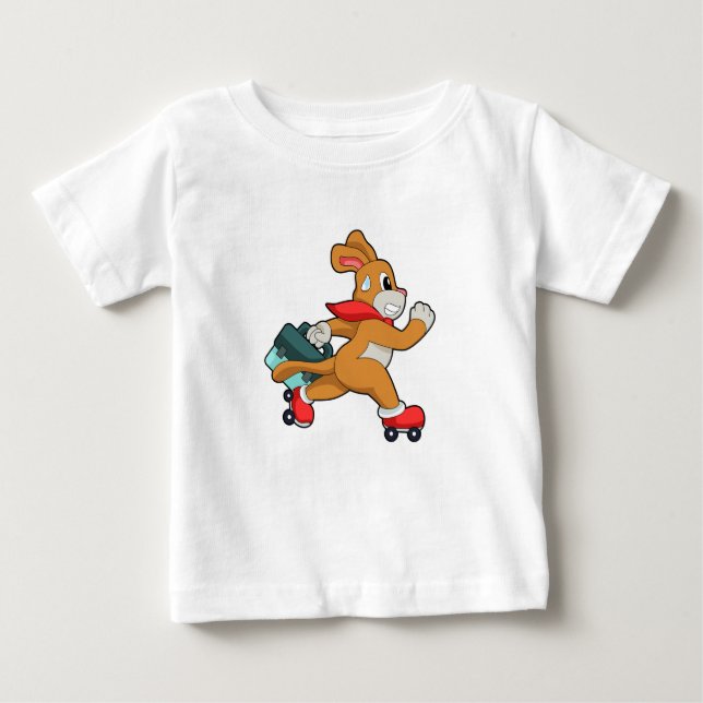 Dog with Roller skates Baby T-Shirt (Front)