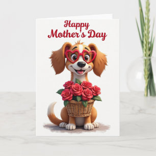 Dog With Roses Mothers Day Card
