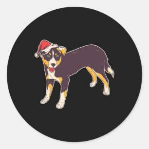 Dog With Santa Hat - Funny Christmas Classic Round Sticker