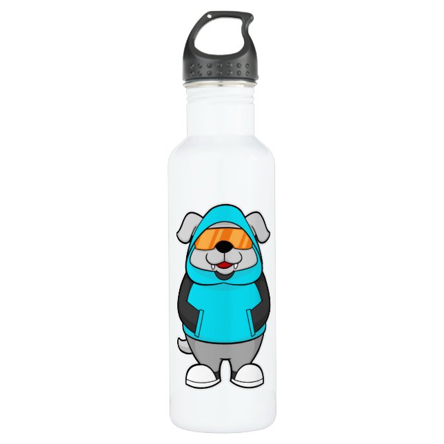 Dog with Sunglasses 710 Ml Water Bottle (Front)