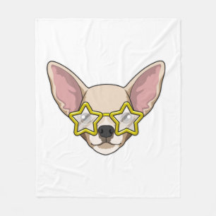 Dog with Sunglasses Fleece Blanket
