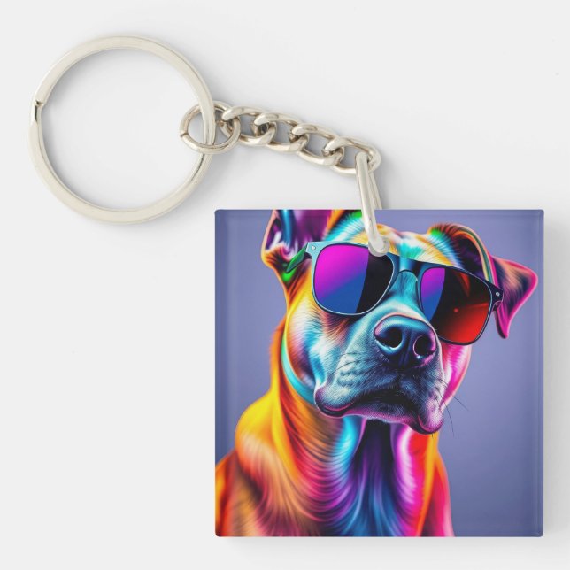 Dog with sunglasses key ring (Front)