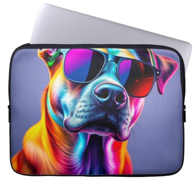 Dog with sunglasses laptop sleeve (Front)