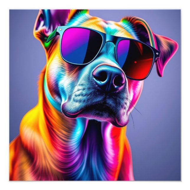 Dog with sunglasses photo print (Front)