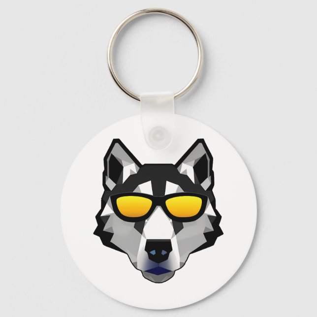 Dog with Sunglasses - Siberian Husky Key Ring (Front)