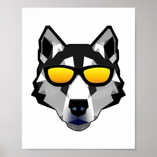 Dog with Sunglasses - Siberian Husky Poster