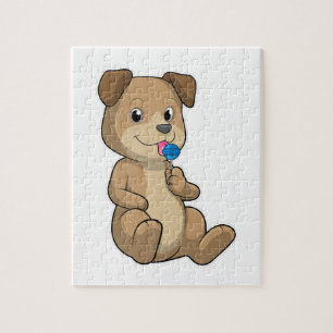 Dog with Sweets Lollipop Jigsaw Puzzle