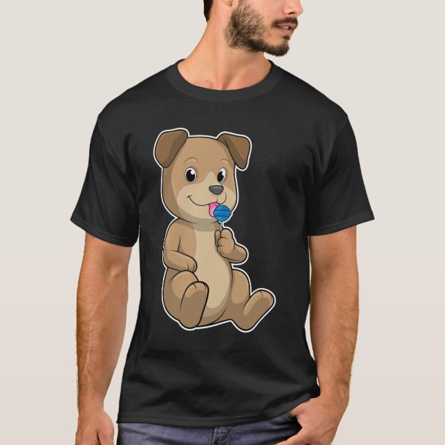 Dog with Sweets Lollipop T-Shirt (Front)