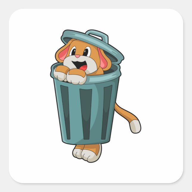 Dog with Trashcan Square Sticker (Front)