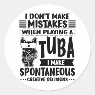 Dog With Tuba Music Tubaist Tubist Tuba Classic Round Sticker