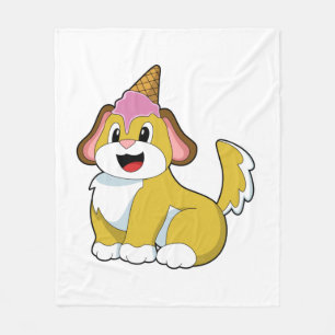 Dog with Waffle ice cream Fleece Blanket