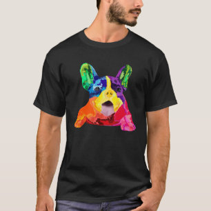 Dog  Womens Colourful Cool French Bulldog Mens Fre T-Shirt