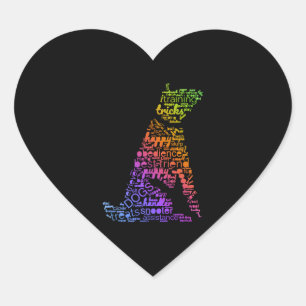Dog Word Cloud (dog rainbow) Heart Sticker
