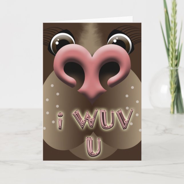 Dog Wuv Valentine Greeting Card (Front)