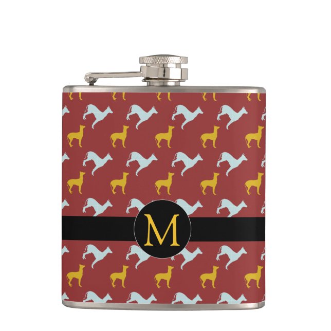 Dog Year 2018 Zodiac Birthday Monogram Flask (Front)
