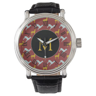 Dog Year 2018 Zodiac Birthday Monogram Watch Black