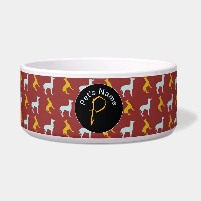 Dog Year Zodiac Birthday Monogram Pet's Bowl (Front)
