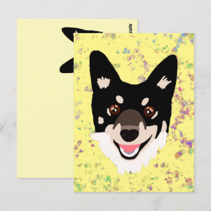 dog yellow postcard