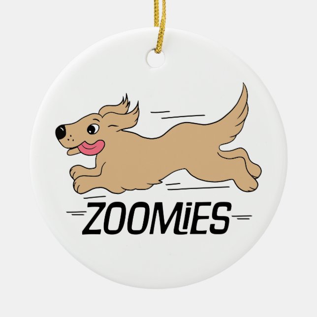 Dog Zoomies Ceramic Tree Decoration (Front)