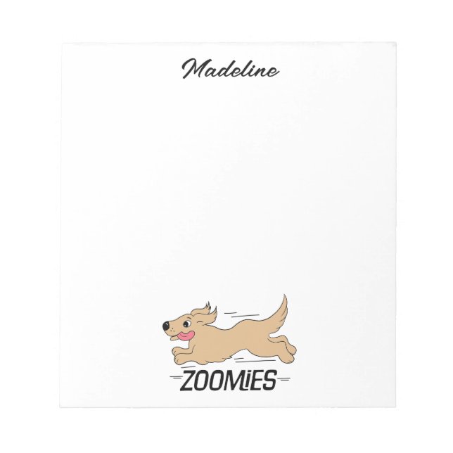Dog Zoomies Humourous Personalised Notepad (Front)