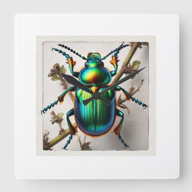 Dogbane beetle 100724IREF113 - Watercolor Square Wall Clock (Front)