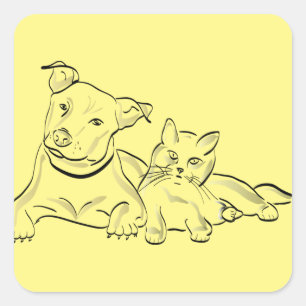 dogcat pet silhouette animal square sticker