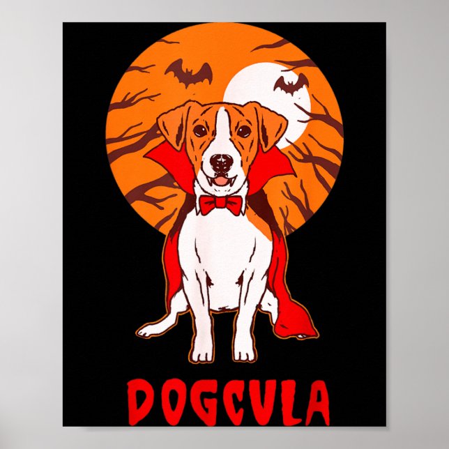 Dogcula Dog Pun Funny Halloween Poster (Front)