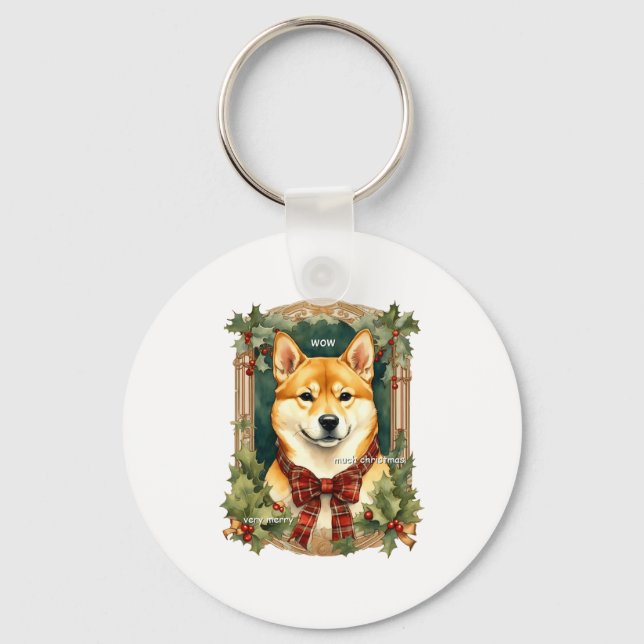 Doge Christmas Swea Shiba Inu Mens Long  Key Ring (Front)