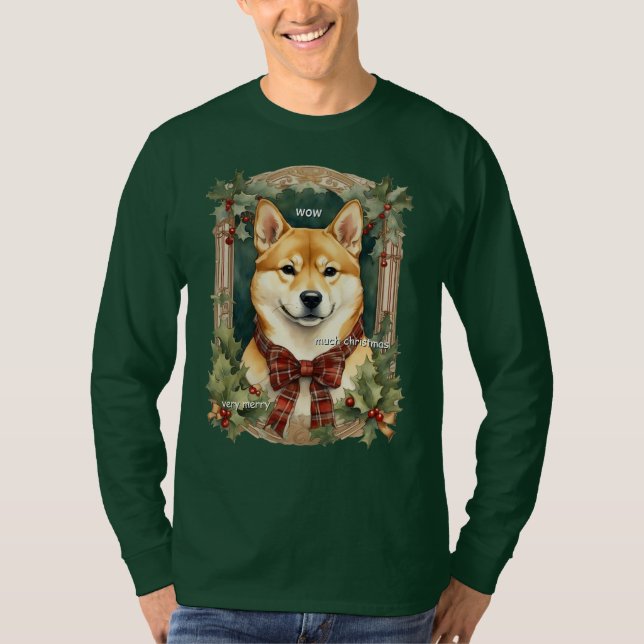 Doge Christmas Sweatshirt (Shiba Inu) Men's Long T-Shirt (Front)