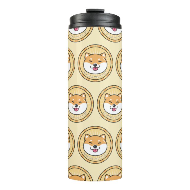 Doge coin cyrpto currency background thermal tumbler (Front)