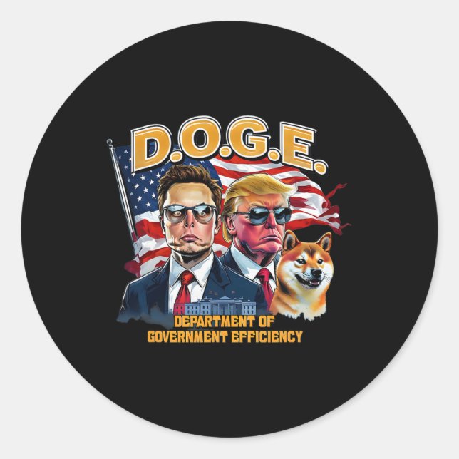 Doge D.o.g.e. Make America Efficient Again Trump D Classic Round Sticker (Front)
