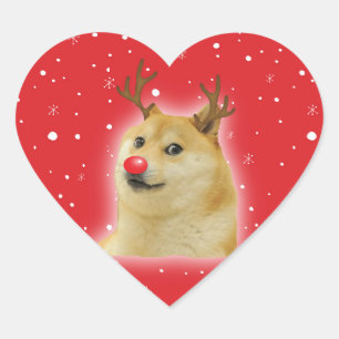 Doge Dogright Doggo Dog Christmas Meme Card red Heart Sticker