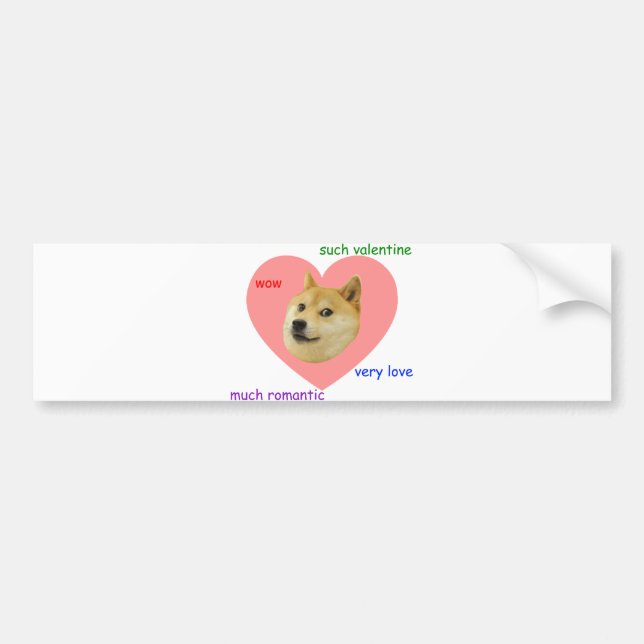 Doge Much Valentines Day Very Love Such Romantic Bumper Sticker (Front)