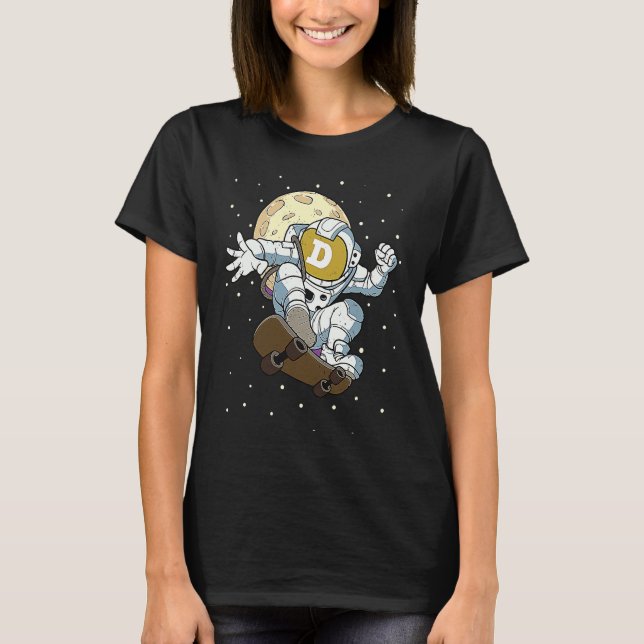 Dogecoin Astronaut  Blockchain Dogecoin To The Moo T-Shirt (Front)