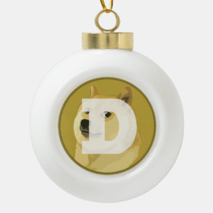 Dogecoin Ceramic Ball Christmas Ornament