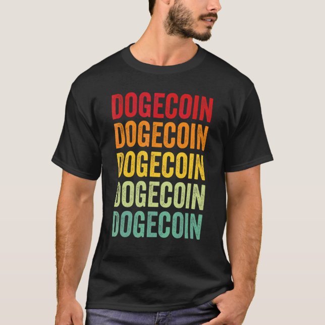Dogecoin Crypto Rainbow Text Design T-Shirt (Front)