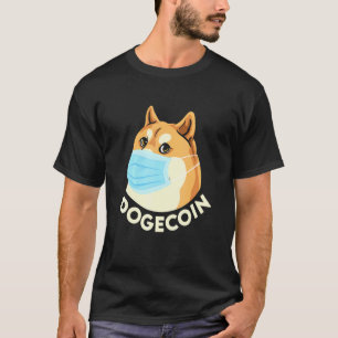 Dogecoin Cryptocurrency Shiba Inu Dog Wearing Mask T-Shirt